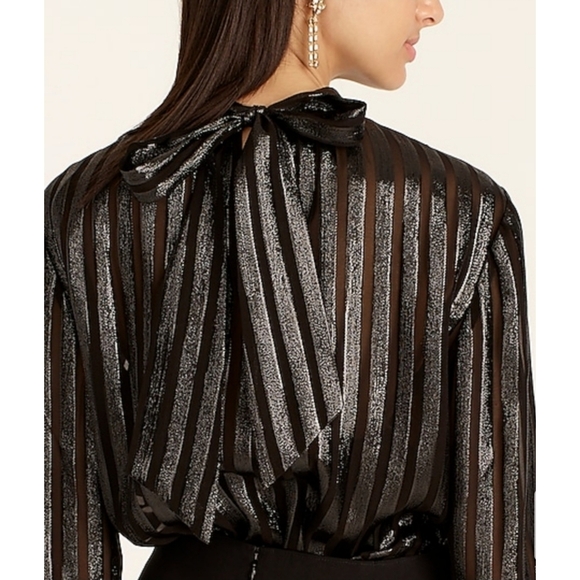36. J.Crew Mockneck silk chiffon top in stripe - Picture 1 of 8